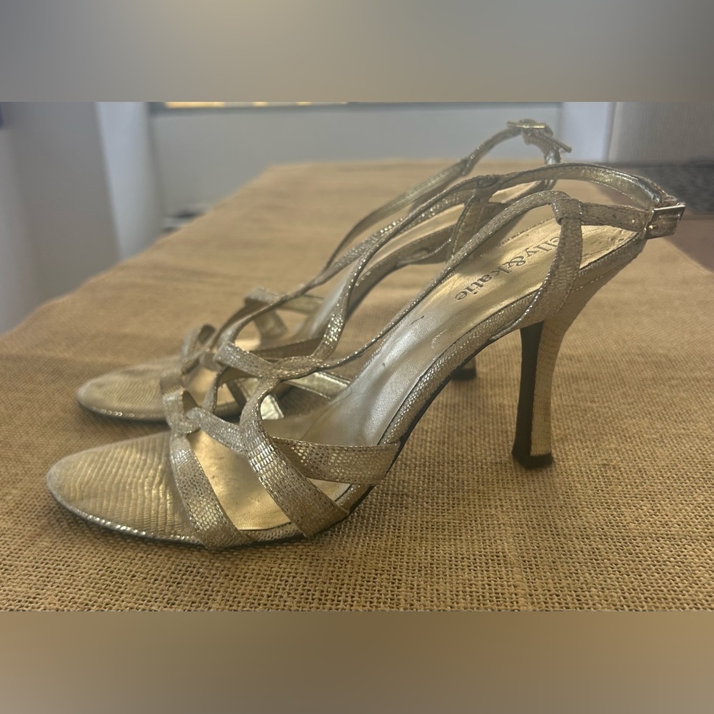 Kelly & Katie Gold Strappy Heels for Formal Occasions